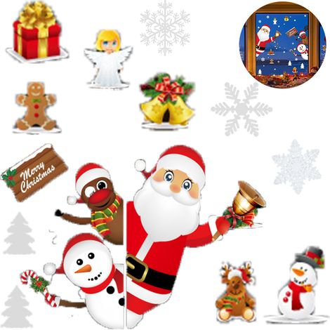 Autocollant Fenêtre Noël - Décalcomanie Statique PVC 60 x 90 cm - Décoration Fenêtre Fête de Fin d'Année - Lot de 1 (1/5)