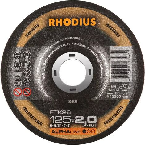 Disque à tronçonner FTK26 acier/inox Rhodius - 230 - 2,5 - 22,23 - 42-déporté