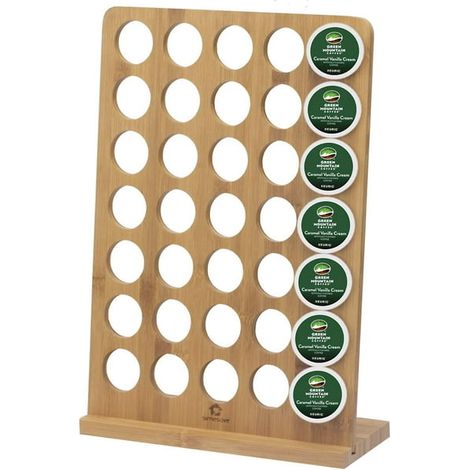 Porte-dosettes en bambou, organisateur de capsules K-Cup, présentoir à café pour 35 dosettes, rangement mural et comptoir pour capsules Nespresso compatible, support de stockage compact en bambou natu (1/5)
