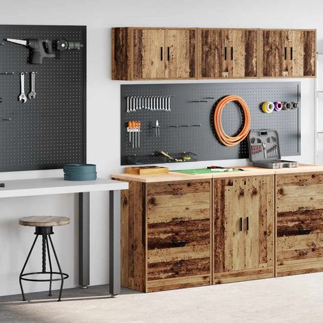 vidaXL Armarios 2 uds para garaje madera ingeniería antigua madera (1/5)