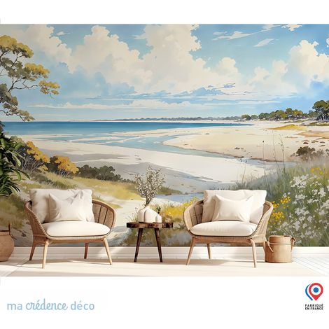 Papier peint : Plage et bretagne, Aquarelle - Intissé - L.300 x H.280 cm (1/5)