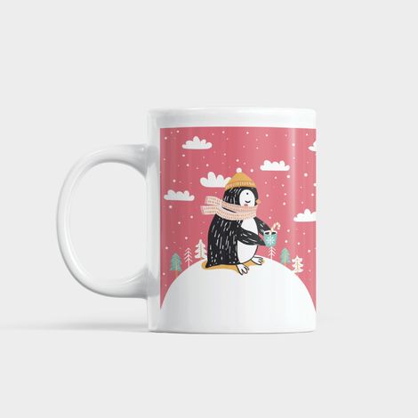 Tasse de Noël Tasse avec les pingouins Cadeau de Noël Idée cadeau avec les pingouins Bonne anniversaire Tasses pour café au lait Céramique 350 ml (1/5)