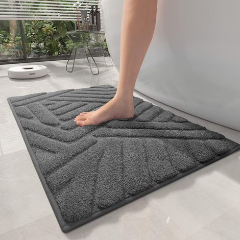 Tapis Bain Antiderapant 40x60cm Gris Fonce Microfibre Lavable (1/5)