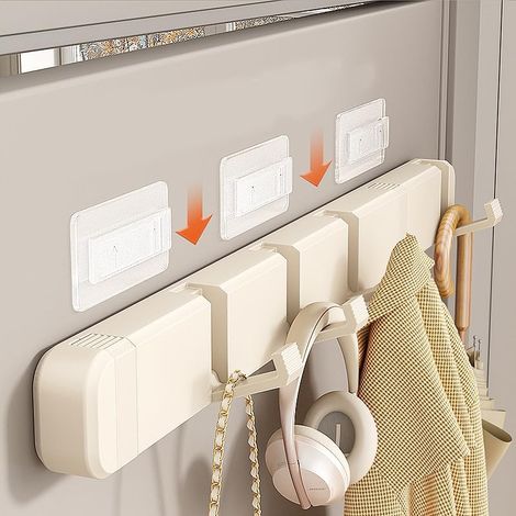 Patère murale, porte-manteau mural moderne, crochets pliables, fixation murale adhésive, pour porte, salle de bain, entrée, rangement de chambre, sac de rangement pour vêtements, 5 crochets pliables ( (1/5)
