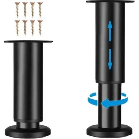HOXILEELEOPieds de meubles en métal réglables-Lot de 4 pieds de canapé/canapé/armoire/lit-Pieds de support de hauteur de 7,08 à 11,81 pouces (1/4)