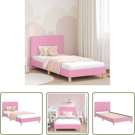 Kinderbettgestell -  Kinderbettgestell mit Kopfteil Rosa 80 x 200 cm Stoff