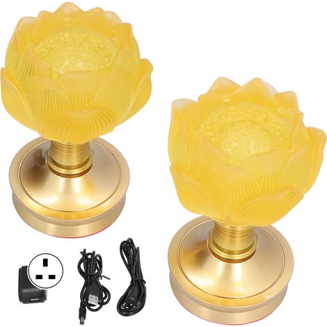 Lampe Bouddhiste LED 2 Pièces, 3 Couleurs Réglables, Fleur de Bouddha, Fourniture de Foi Bouddhiste, Prise UK 100-240V (1/5)