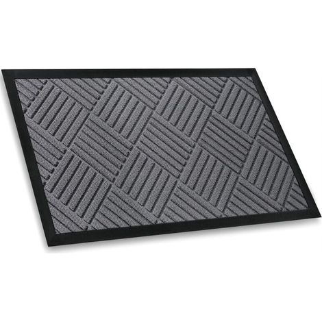 Tapis de Porte intérieur et extérieur, 45 x 75 cm, Gris, Tapis de Porte d'entrée, Tapis de Porte d'entrée antidérapant, Paillasson intérieur et extérieur avec Support en Caoutchouc Naturel (1/4)