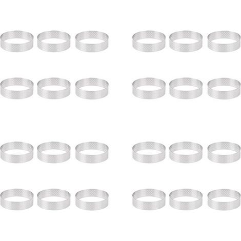 24 Pièces 6 cm Anneau à En Acier Inoxydable Moule à Tartelettes Cercle Coupe Anneau à Résistant à la Chaleur Perforé Gâteau Mousse Moules (1/4)