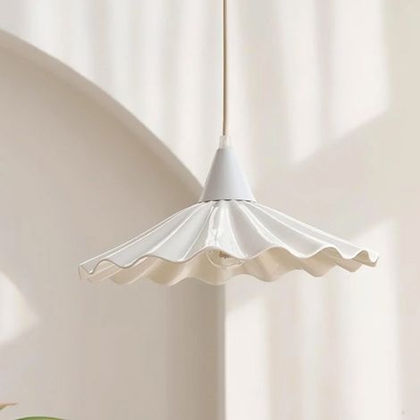 Suspension Moderne Feuille de Lotus Plissée - Guirlande Lumineuse Réglable, 120 cm (Douille E27) - pour Bars, Salons et Chambres - Lumière Blanche (1/5)
