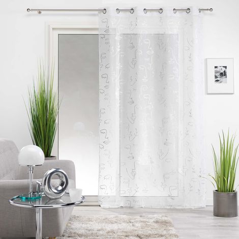 douceur-dinterieur Arty Line rideau blanc et argent 140x240 cm (1/3)
