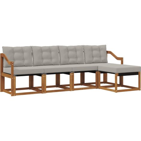 Conjunto de sofás de exterior 5 uds. Gris Natural y Claro vidaXL (1/5)