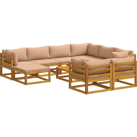 Ensemble de Canapés 10 pc Naturel Bois d'Acacia Massif vidaXL