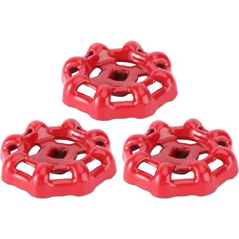 Volant de vanne poignée de vanne en fer rouge vanne à boisseau sphérique vanne d'arrêt robinet de conduite d'eau vanne partie supérieure poignée 7x7mm 3 pièces GROOFOO (1/5)