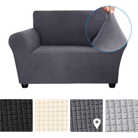 Decdeal Weicher, waschbarer, rutschfester und elastischer Sofabezug für Wohnzimmer und Kinderzimmer, Tiermuster, 1-Sitzer, Dunkelgrau