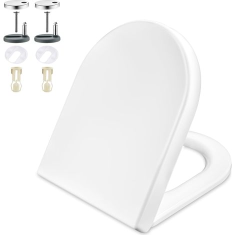 Abattant WC Premium - Résine UF Antibactérien et Inrayable - Ne Jaunit Pas - Finition Céramique - Fermeture Silencieuse - Dégagement Rapide Nettoyage Facile - Forme D[Exclusivité ] (1/5)