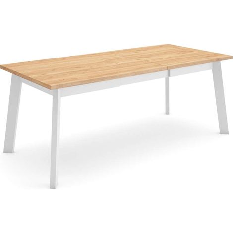 Mesa de comedor Adamuz de 194x90x75 cm con patas de madera, color roble (1/4)