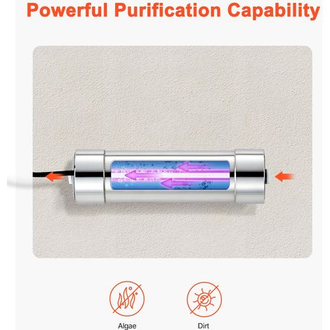 Purificateur d'Eau UV 8 W 3,785 L/min, Filtre à Eau Ultraviolet avec Boîtier en Acier Inoxydable, Filtration pour Toute la Maison a… (1/5)