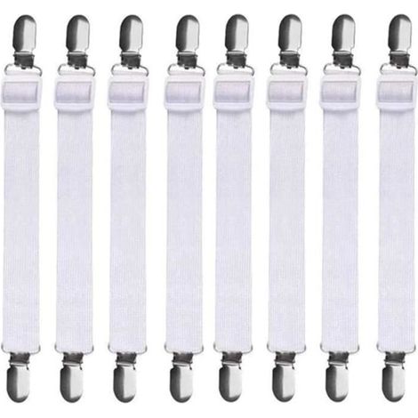 Tendeur Drap Housse Lit 8 pcs, Réglable Sangles Draps Élastique Sangle de Maintien Ajustable pour lit ou canapé d'angle, Matelas (1/5)