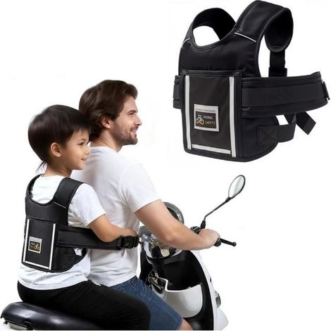 Harnais de Securite Enfant Moto,Ceinture de Sécurité Moto,Sangle pour Enfant Moto Réglable,Harnais Enfant Moto Avant et Devant (1/5)
