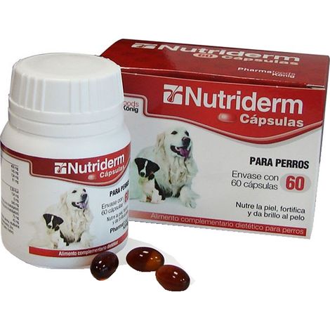 Knig Nutrriderm - 60 capsules d'huiles grasses et d'omga-3 et 6 pour la peau de chien