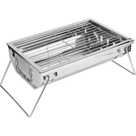 Holzkohlegrill, Edelstahl, faltbar, tragbar, Grillbesteck-Set für Outdoor-Aktivitäten wie Camping, Wandern und Picknick (1/5)