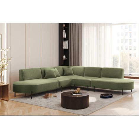 Ecksofa Designersofa VALENCIA Stoff Quelle Hellgrün Universal (1/2)