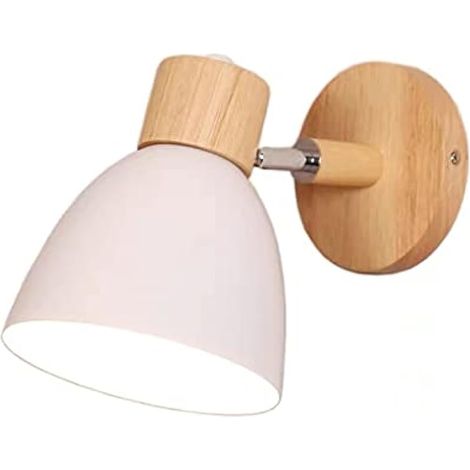 applique murale E27 LED bois et fer moderne simplicité support rotatif lumière pour chevet chambre salon étude (1/4)