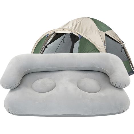 Canapé gonflable de camping 2 places avec accoudoirs - canapé gonflable double floqué. Grande capacité d'accueil de 135 cm (53 pouces) pour deux personnes, avec accoudoirs confortables intégrés et rev (1/5)