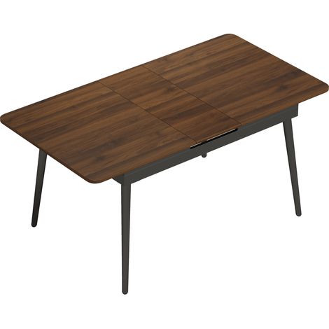 Table à manger extensible rectangle pour 4 à 6 personnes - 130-160 cm, noyer clair - Table de cuisine avec coins arrondis - Pour salle à manger, famille - Design moderne et pratique (1/5)