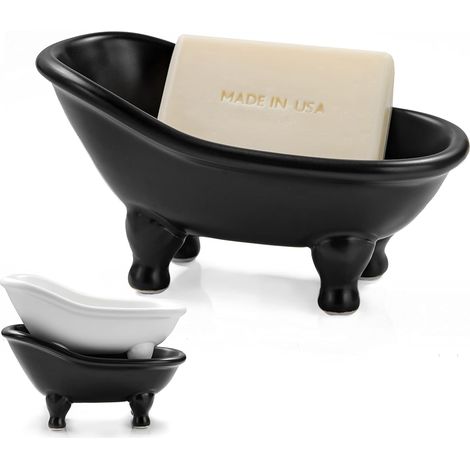 1 mini porte-savon en céramique noire de 14,2 cm pour le maquillage, le hamster (noir) (1/5)