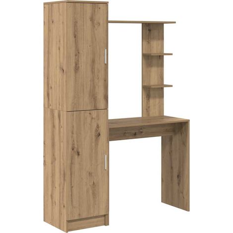 Vidaxl – Bureau droit en bois d'ingénierie 113,5 x 39 x 168 cm – Design moderne avec étagères intégrées – Parfait pour espace de travail