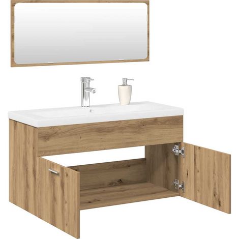 3-tlg. Badmöbel-Set Artisan-Eiche Holzwerkstoff