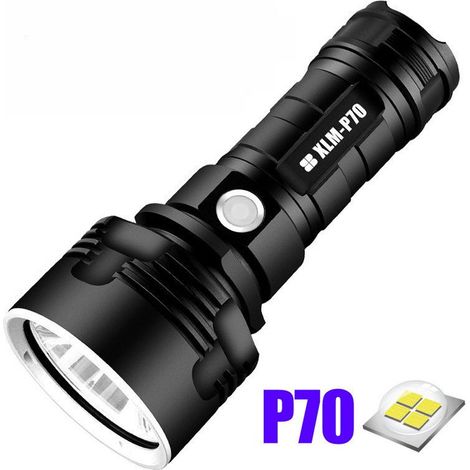 p70 lampe torche, 30000-100000 lumens haute puissance LED lampe de poche étanche ultra lumineuse, Lampe de poche XLM-P70 50W la plus puissante à 3 modes (Batterie unique, 25W-L2) [Classe énergét (1/5)