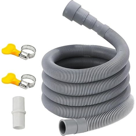Washing Machine Drain Hose 0.5/1/1.5/2/2.5/3/4/5/6/7/8/9/10M, Suitable for 4 Interface Sizes, with Bracket and Clamps, Universal Drain Hose for Dishwasher (1/5)