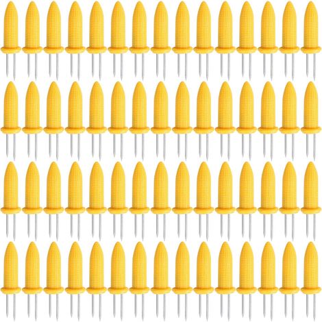 60 petites brochettes à épis de maïs, supports en acier inoxydable, brochettes idéales pour les barbecues, les fêtes et les fruits.