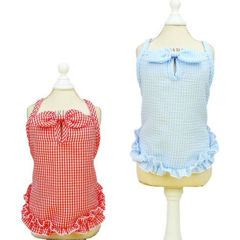 2 robes pour animaux, coton synthétique, été, rouge/bleu, S/M/L/XL, chiens et chats petits à très grands (1/5)