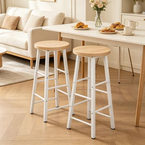 Tabouret de bar bistro, lot de 2 chaises hautes pour cuisine ou table, tabouret de comptoir avec repose-pieds, style rétro, design compact pour petit-déjeuner (1/4)
