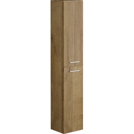 Vente-Unique – Colonne de salle de bain suspendue 6 étagères – Panneau de particule stratifié – Hauteur 160 cm – Profondeur 25 cm – Éco-responsable (1/3)
