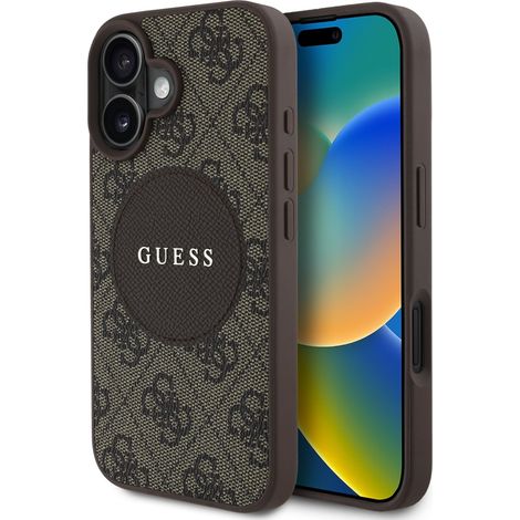 Funda Guess 4G Circle Classic Logo MagSafe para iPhone 16 marrón (1/5)
