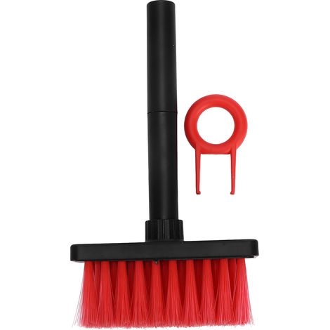 Brosse à clavier multifonction 5 en 1, design double tête séparée et 3 rangées, pour nettoyer écouteurs et accessoires électroniques - Noir et Rouge (1/5)