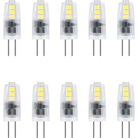 10er-Pack G4-LED-Lampen – 2 W – Für Kronleuchter, Wohnzimmer, Schlafzimmer, Flur – 12 V AC/DC – Kaltweiß (6000 K) – Energiesparend