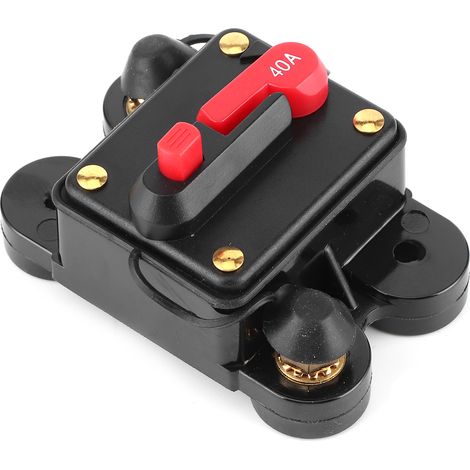 Coupe-circuit automatique 40A 12V-24V DC pour système audio voiture bateau stéréo, protection fusible 78x58x38mm (1/5)