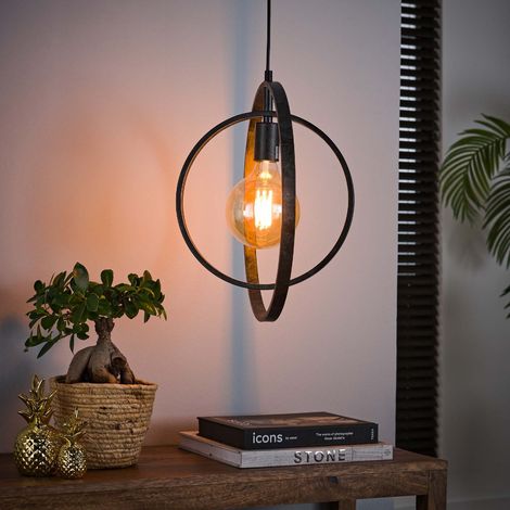 Suspension industrielle métal anneaux croisés 1 lampe BONY (1/5)
