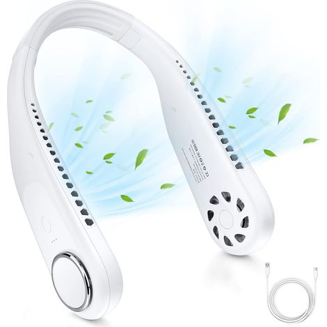 Ventilateur de cou rechargeable sans pales (blanc), convient à une utilisation intérieure et extérieure. (1/5)