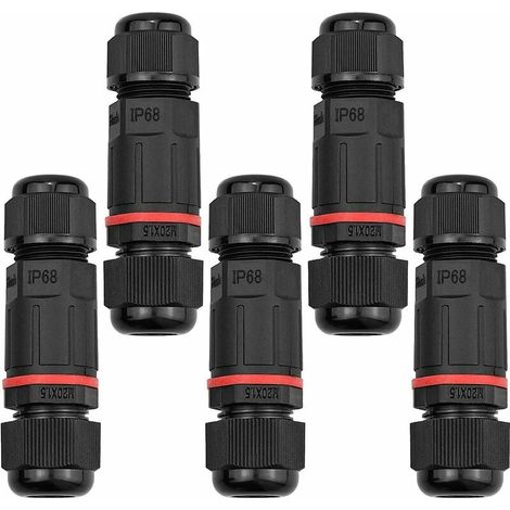 5 Pcs Boîte de Derivation Étanche, Connecteur Électrique Éxterieur IP68, Connecteurs Boîtier et Câble Électrique Extérieur Ø 1-13mm - Noir