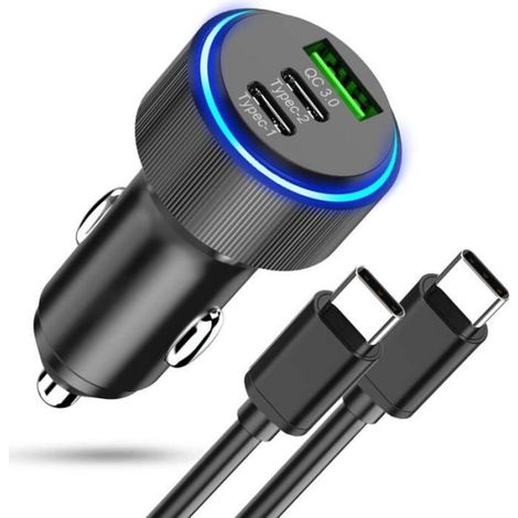 Chargeur de Voiture USB C 66 W, PD&QC3.0 Adaptateur Prise Allume-Cigare Recharge Rapide Chargeur Voiture téléphone Portable avec câ (1/5)