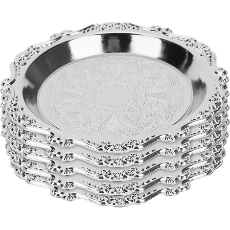 6 Pièces Assiette à Snacks Métal Argenté Style Vintage pour Fruits Secs Bonbons Célébrations