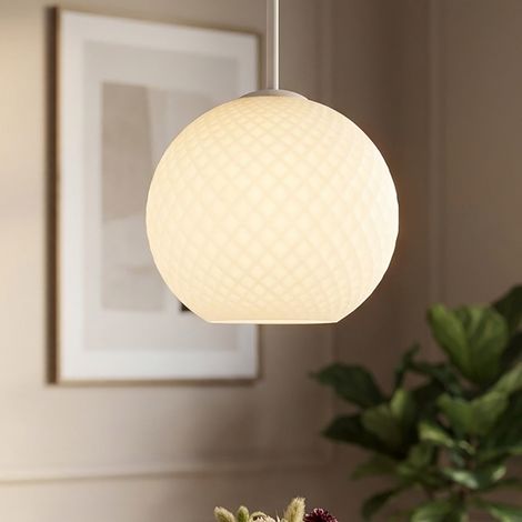 Suspension Lampe de salon réglable en hauteur Blanc Métal Ø 25 cm (1/5)