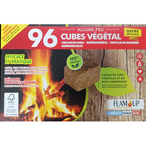 Allume Feu 100% Végétal 96 Cubes Allume Feu 100% Végétal 96 Cubes - Flam Up